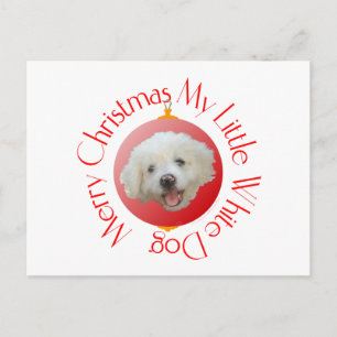 Cartão Postal De Festividades Feliz Natal Cachorrinho Branco