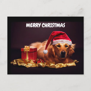 Cartão Postal De Festividades Feliz Natal Cachorro