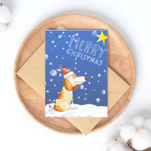 Cartão Postal De Festividades Feliz Natal - Cachorro bonito