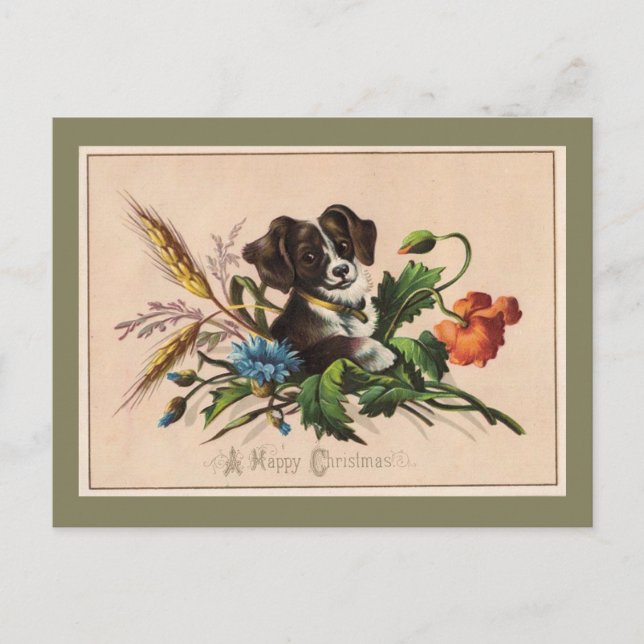 Cartão Postal De Festividades Feliz Natal Cachorro Cachorro Reprodução (Frente)