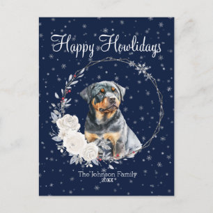 Cartão Postal De Festividades Feliz Natal Cachorro Rottweiler Fofo