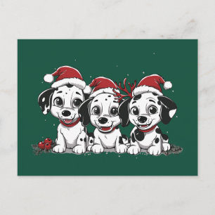 Cartão Postal De Festividades Feliz Natal cachorros dálmatas
