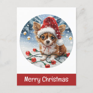 Cartão Postal De Festividades Feliz Natal Cão Papais noeis Chihuahua