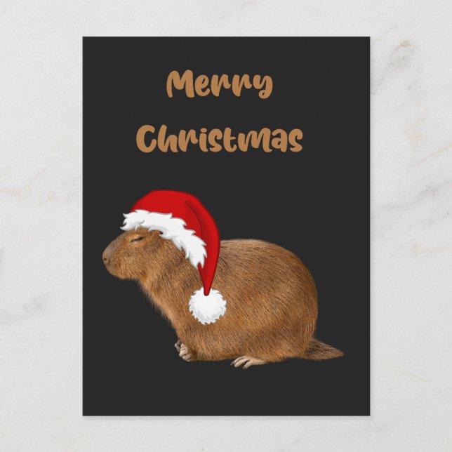 Cartão Postal De Festividades Feliz Natal Capybara (Frente)