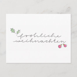 Cartão Postal De Festividades Feliz Natal: cartão de Natal com letra manuscrita