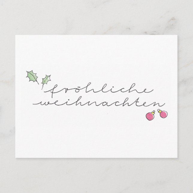 Cartão Postal De Festividades Feliz Natal: cartão de Natal com letra manuscrita (Frente)