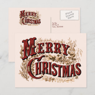 Cartão Postal De Festividades Feliz Natal - Cartão-postal vermelho e Dourado