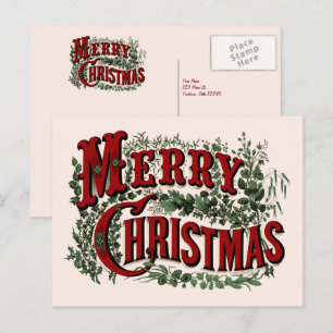 Cartão Postal De Festividades Feliz Natal - Cartão-postal vermelho e verde