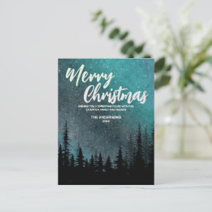 Cartão Postal De Festividades Feliz Natal Céu Noturno floresta Feriado
