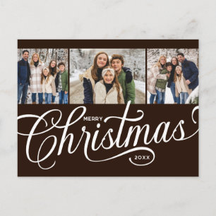 Cartão Postal De Festividades Feliz Natal Chocolate Preto Script 3 Foto