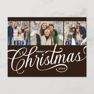 Cartão Postal De Festividades Feliz Natal Chocolate Preto Script 3 Foto