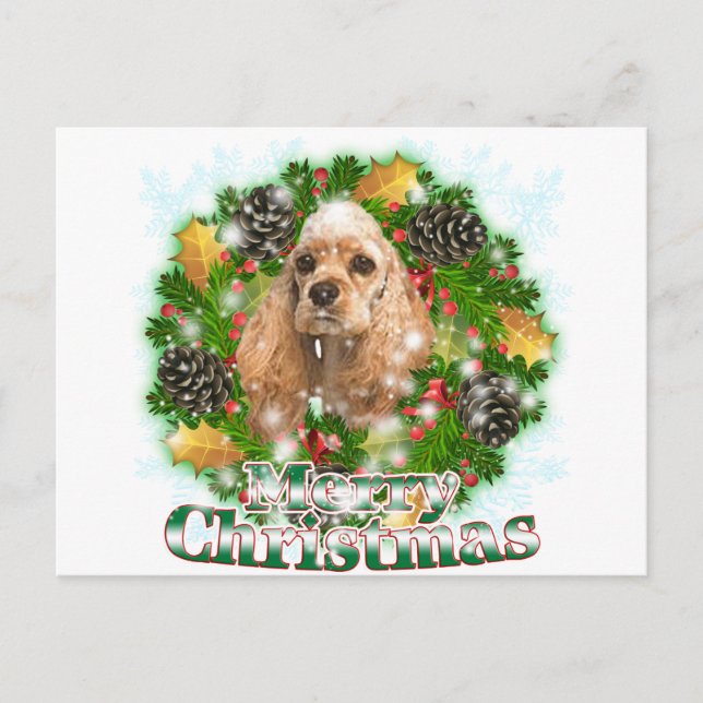 Cartão Postal De Festividades Feliz Natal Cocker Spaniel (Frente)