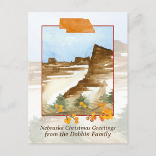 Cartão Postal De Festividades Feliz Natal, Colinas de neve do Nebraska Personali