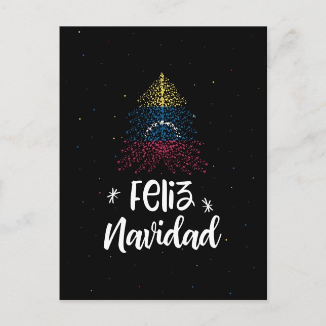 Cartão Postal De Festividades Feliz Natal com a bandeira da Venezuela (Frente)