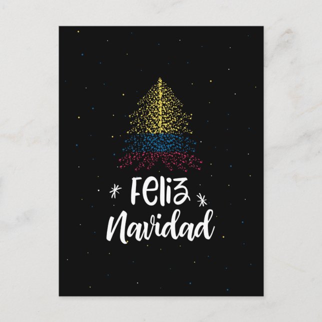 Cartão Postal De Festividades Feliz Natal com bandeira da Colômbia (Frente)