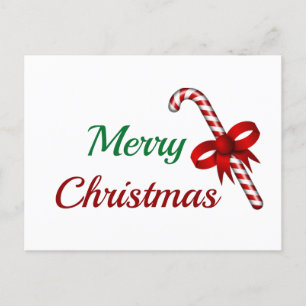 Cartão Postal De Festividades Feliz Natal com Candy Cane