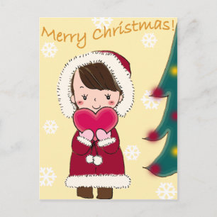 Cartão Postal De Festividades Feliz Natal Com Cartão-Postal De Amor