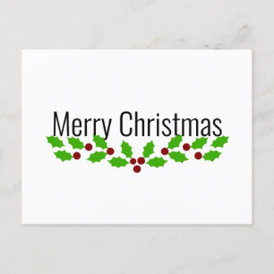 Cartão Postal De Festividades Feliz Natal com Holly