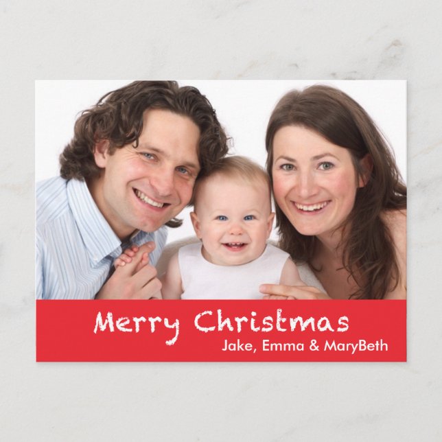 Cartão Postal De Festividades Feliz Natal com Texto e Foto (Frente)