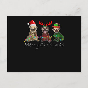 Cartão Postal De Festividades Feliz Natal com três cachorros