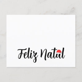 Cartão Postal De Festividades Feliz Natal com um touca do Papai Noel