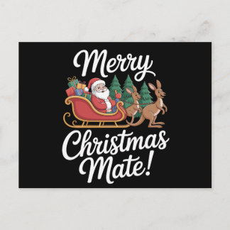 Cartão Postal De Festividades Feliz Natal Companheiro Papai Noel Trenó Canguru N
