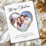 Cartão Postal De Festividades Feliz Natal! Coração, Russo, Foto<br><div class="desc">Feliz Natal! Cartaz de feriado fotográfico específico do cliente.</div>