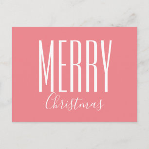 Cartão Postal De Festividades Feliz Natal Coral Rosa Moderno