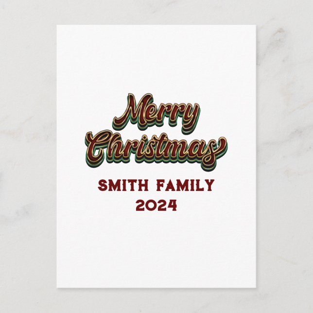 Cartão Postal De Festividades Feliz Natal - Correspondência Familiar (Frente)