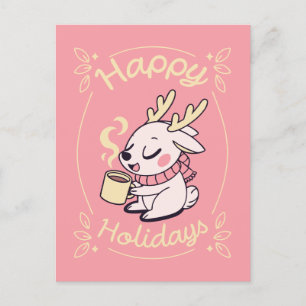Cartão Postal De Festividades Feliz Natal, Cozy Reindeer