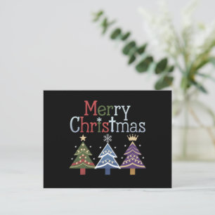 Cartão Postal De Festividades Feliz Natal Cruz Árvore de Natal Retro