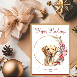 Cartão Postal De Festividades Feliz Natal Cute Yellow Lab Dog