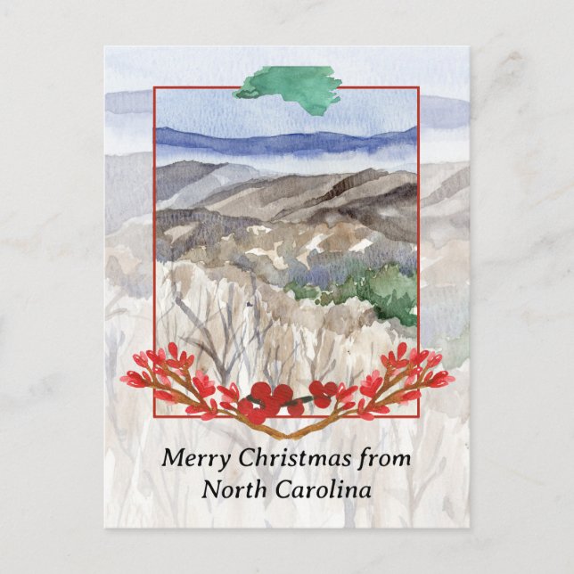 Cartão Postal De Festividades Feliz Natal da Carolina do Norte Blue Ridge (Frente)
