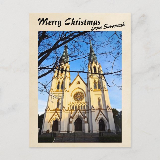 Cartão Postal De Festividades Feliz Natal da Catedral de Santa Rua de Savana (Frente)