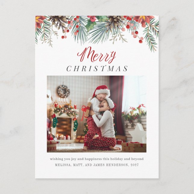 Cartão Postal De Festividades Feliz Natal da Família (Frente)