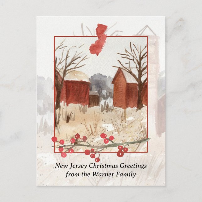 Cartão Postal De Festividades Feliz Natal da Fazenda de Nova Jersey Personalizad (Frente)
