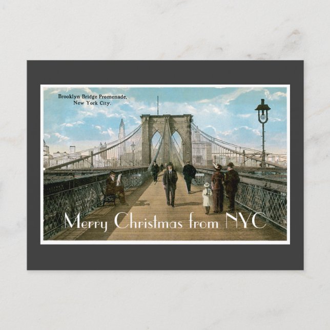 Cartão Postal De Festividades Feliz Natal da ponte de Brooklyn (Frente)