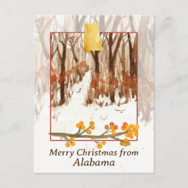 Cartão Postal De Festividades Feliz Natal das Árvores de Inverno da Alabama com 