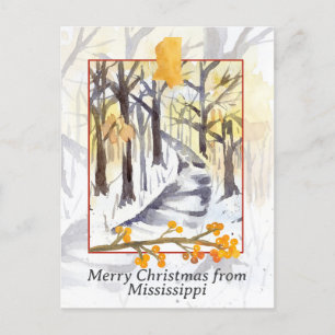 Cartão Postal De Festividades Feliz Natal das Árvores de Inverno da Neve do Miss