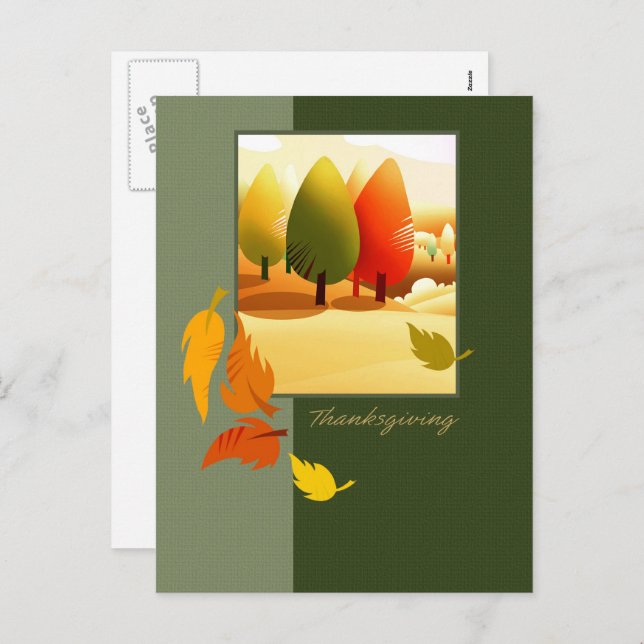 Cartão Postal De Festividades Feliz Natal de Ação de Graças (Frente/Verso)