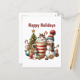 Cartão Postal De Festividades Feliz Natal de café