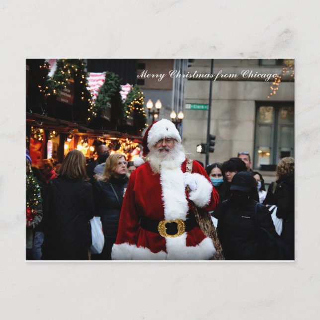 Cartão Postal De Festividades Feliz Natal de Chicago/Papais noeis (Frente)