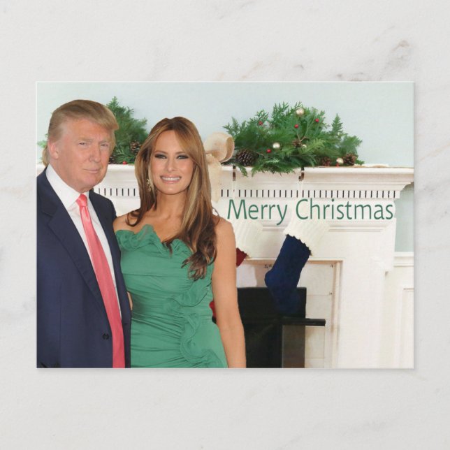 Cartão Postal De Festividades Feliz Natal de Donald e Melania (Frente)