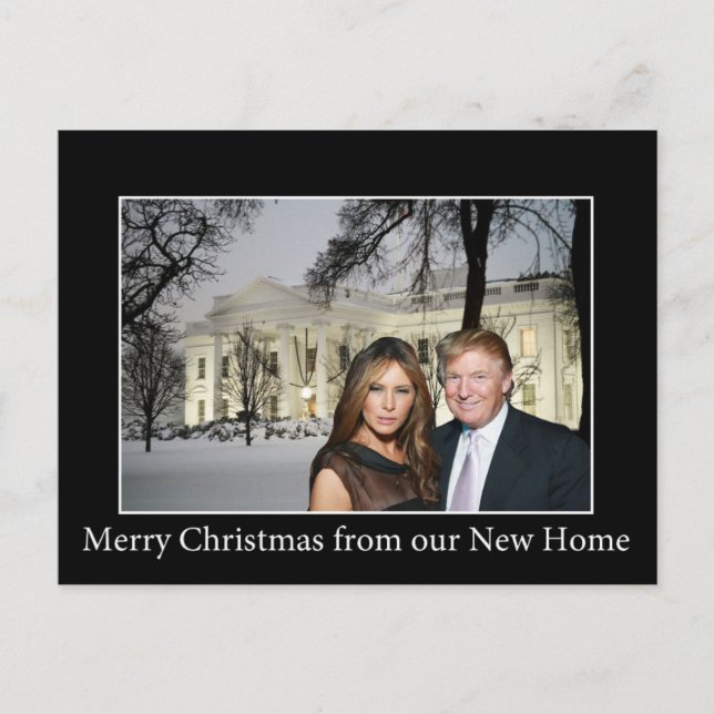 Cartão Postal De Festividades Feliz Natal de Donald e Melania (Frente)
