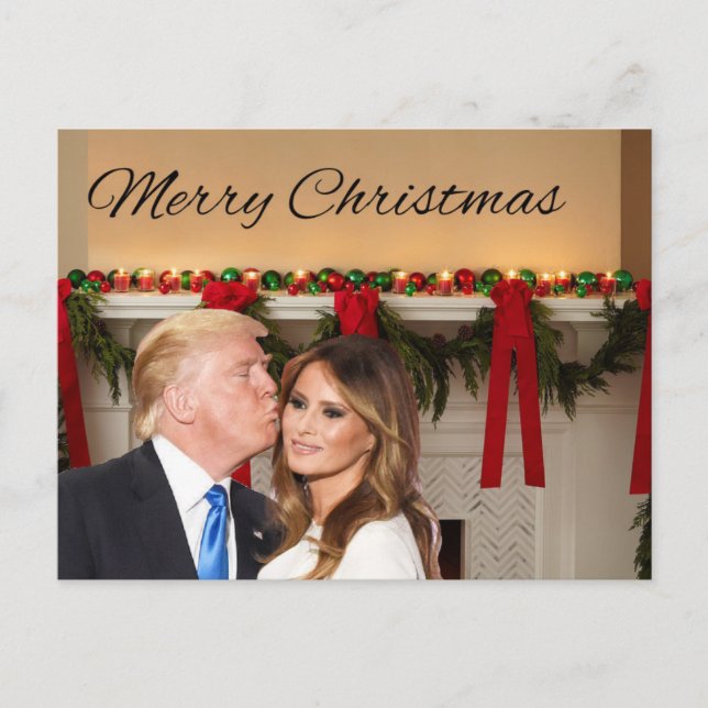 Cartão Postal De Festividades Feliz Natal de Donald e Melania (Frente)