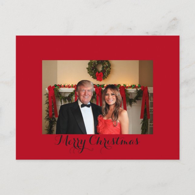 Cartão Postal De Festividades Feliz Natal de Donald e Melania (Frente)