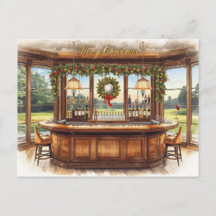 Cartão Postal De Festividades Feliz Natal de Golf Course Clubhouse