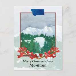 Cartão Postal De Festividades Feliz Natal de Montana Winter Snow Landscape