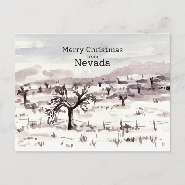 Cartão Postal De Festividades Feliz Natal De Nevada Joshua Tree Winter (Frente)