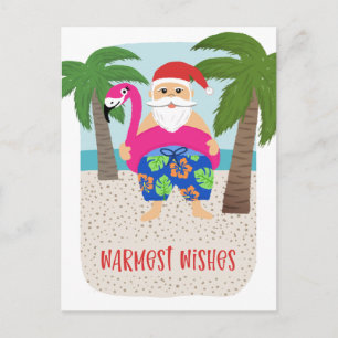 Cartão Postal De Festividades Feliz Natal de Papais noeis Tropicais Engraçados 